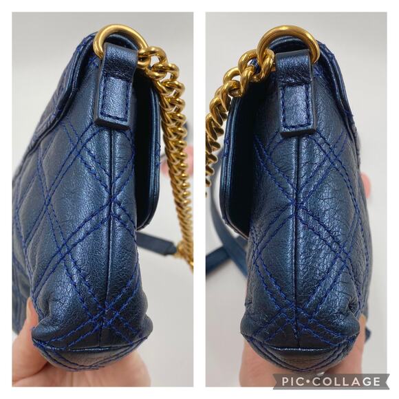 Marc Jacobs Small Single Crossbody Bag Quilted Metallic Midnight Blue Y2K Mini - Picture 9 of 14